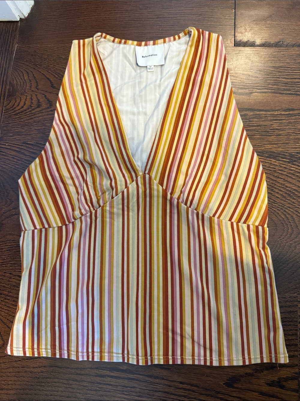 Reformation V-Neck Striped Tank Top